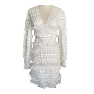 OPT WHITE RUFFLE MINIDRESS. NO LABEL